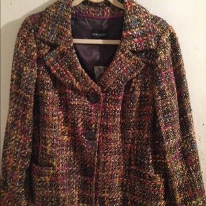 Multi colored boucle jacket sz 16